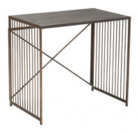 Gray and Gold Slatted Sides Table Desk
