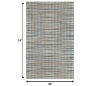 5? x 8? Navy and Natural Interwoven Area Rug