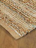 8? x 10? Teal and Natural Braided Jute Area Rug