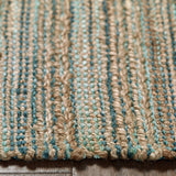 8? x 10? Teal and Natural Braided Jute Area Rug