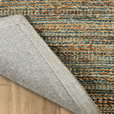 8? x 10? Teal and Natural Braided Jute Area Rug