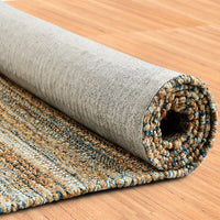 8? x 10? Teal and Natural Braided Jute Area Rug