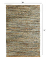 8? x 10? Teal and Natural Braided Jute Area Rug