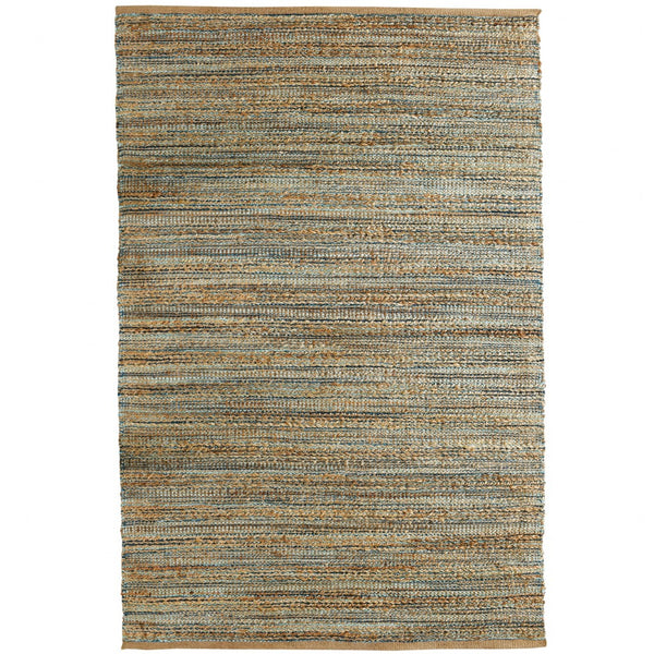 8? x 10? Blue and Natural Braided Jute Area Rug