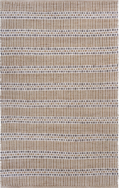 5? x 8? Tan and Gray Detailed Stripes Area Rug