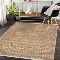 8? x 10? Tan and White Detailed Woven Area Rug