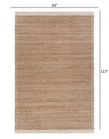 8? x 10? Tan and White Detailed Woven Area Rug