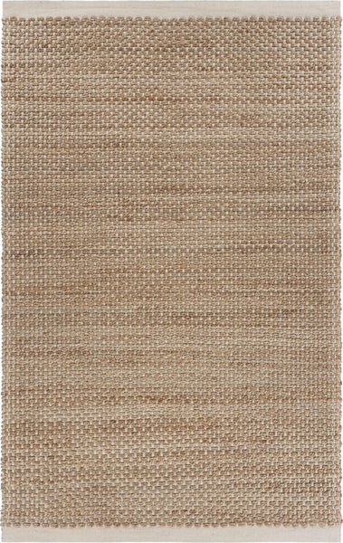 8? x 10? Tan and White Detailed Woven Area Rug