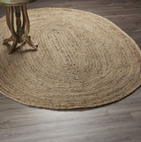 9? Brown Oval Shaped Jute Area Rug