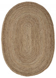 9? Brown Oval Shaped Jute Area Rug