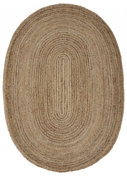 9? Brown Oval Shaped Jute Area Rug