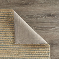 8? x 10? Tan and Blue Undertone Striated Area Rug