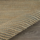 8? x 10? Tan and Blue Undertone Striated Area Rug