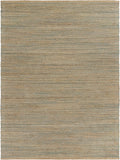 8? x 10? Tan and Blue Undertone Striated Area Rug