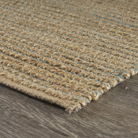 8? x 10? Tan and Blue Undertone Striated Area Rug