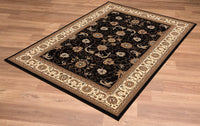 4? x 6? Black and Tan Floral Vines Area Rug