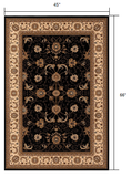 4? x 6? Black and Tan Floral Vines Area Rug