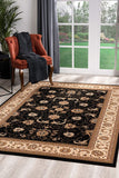 4? x 6? Black and Tan Floral Vines Area Rug