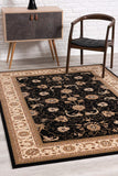 4? x 6? Black and Tan Floral Vines Area Rug