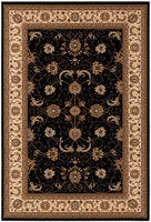 4? x 6? Black and Tan Floral Vines Area Rug