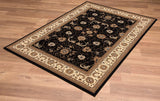 4? x 6? Black and Tan Floral Vines Area Rug