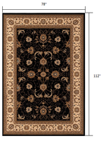 4? x 6? Black and Tan Floral Vines Area Rug