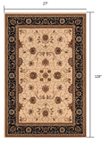 2? x 10? Cream and Black Decorative Runner Rug