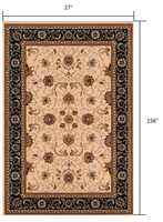 2? x 10? Cream and Black Decorative Runner Rug