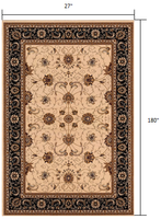 2? x 10? Cream and Black Decorative Runner Rug