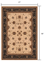 2? x 10? Cream and Black Decorative Runner Rug