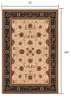 2? x 10? Cream and Black Decorative Runner Rug