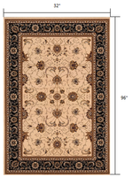 2? x 10? Cream and Black Decorative Runner Rug