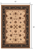 2? x 10? Cream and Black Decorative Runner Rug