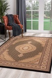 2? x 10? Black and Beige Medallion Runner Rug