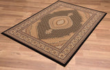 2? x 10? Black and Beige Medallion Runner Rug