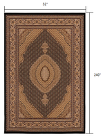 2? x 10? Black and Beige Medallion Runner Rug