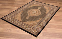 4? x 6? Black and Beige Medallion Area Rug