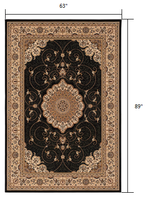 4? x 6? Black and Beige Embellished Area Rug