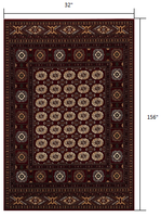 2? x 10? Red Eclectic Geometric Pattern Runner Rug