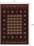 2? x 10? Red Eclectic Geometric Pattern Runner Rug