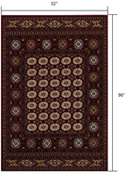 2? x 10? Red Eclectic Geometric Pattern Runner Rug