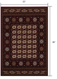 2? x 10? Red Eclectic Geometric Pattern Runner Rug