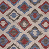 3? x 5? Red and Blue Geometric Diamonds Area Rug