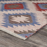 3? x 5? Red and Blue Geometric Diamonds Area Rug