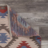 3? x 5? Red and Blue Geometric Diamonds Area Rug