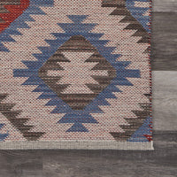 3? x 5? Red and Blue Geometric Diamonds Area Rug