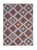 3? x 5? Red and Blue Geometric Diamonds Area Rug