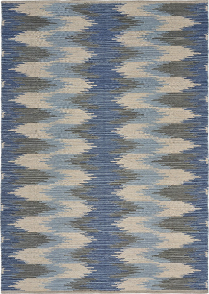 3? x 4? Blue and Cream Ikat Pattern Area Rug