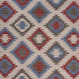 3? x 5? Red and Blue Geometric Diamonds Area Rug