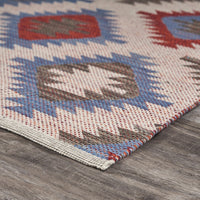 3? x 5? Red and Blue Geometric Diamonds Area Rug
